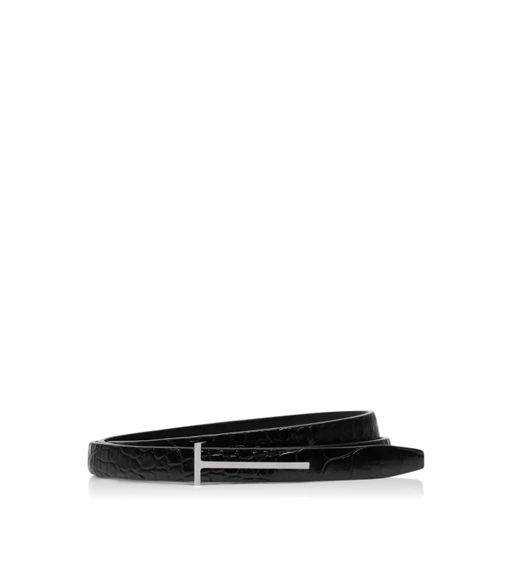PRINTED CROC SLIM T BELT BLACK online