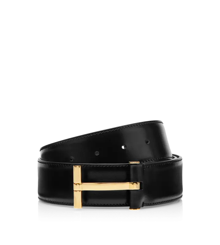 SMOOTH LEATHER T BELT BLACK online