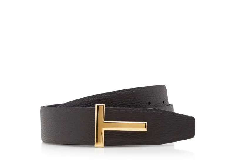 SOFT GRAIN LEATHER T ICON BELT BROWN + BLACK online