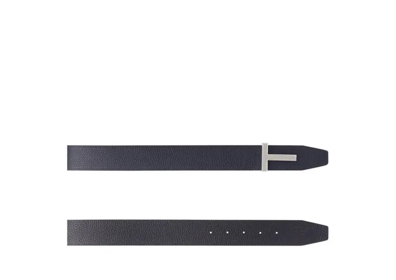 SOFT GRAIN LEATHER T ICON BELT DARK NAVY + BLACK online