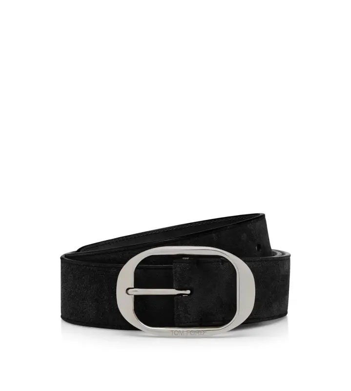 SUEDE OVAL BELT BLACK online