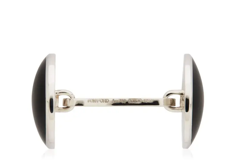 ONYX ROUND CUFFLINKS WHITE GOLD online