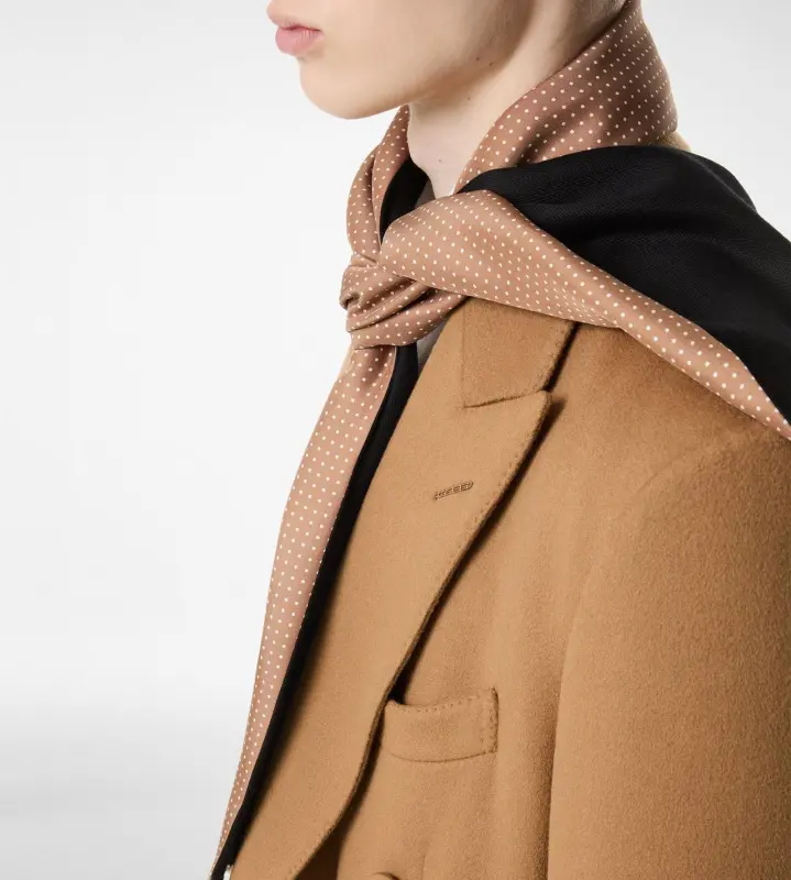 CASHMERE SILK HERRINGBONE SCARF BLACK & CAMEL online