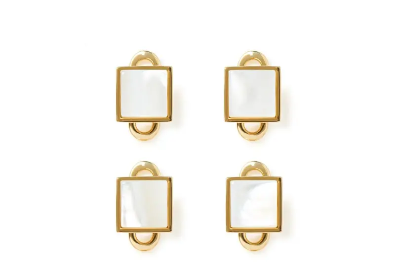 GOLD AND PEARL SQUARE STUDS GOLD/PEARL online