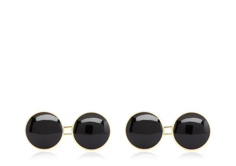 ONYX ROUND CUFFLINKS GOLD/ONYX online