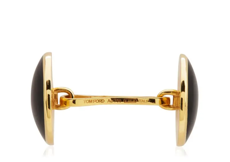 ONYX ROUND CUFFLINKS GOLD/ONYX online