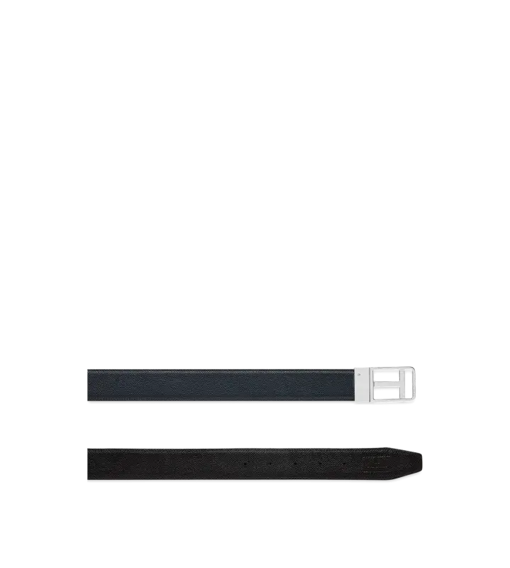 SMALL GRAIN LEATHER FRAMED T BELT DARK NAVY + BLACK online