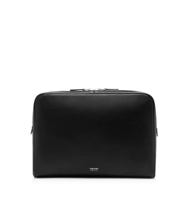 GRAIN LEATHER MINIMAL LAPTOP POUCH BLACK online