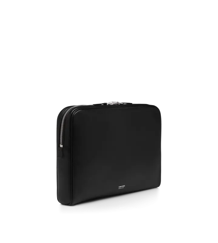 GRAIN LEATHER MINIMAL LAPTOP POUCH BLACK online