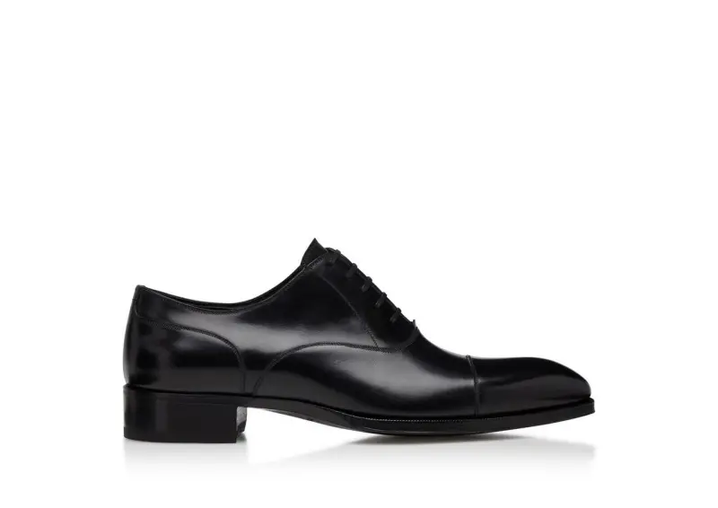 SMOOTH LEATHER ELKAN CAP TOE LACE UPS BLACK online