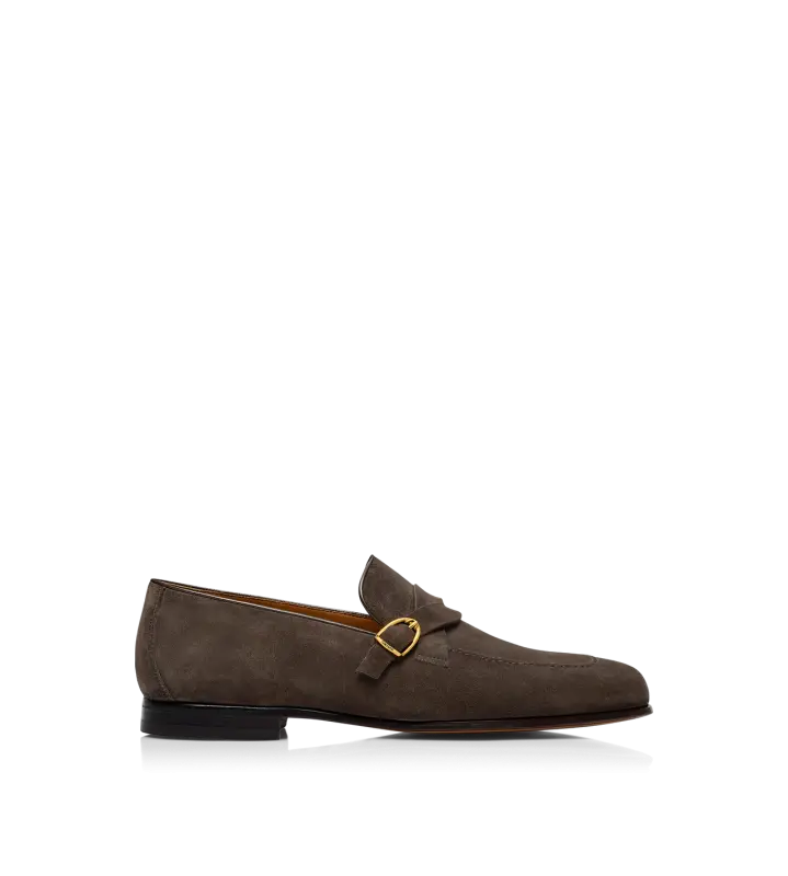 SUEDE GIGI TWISTED BAND BUCKLE LOAFER COFFEE online