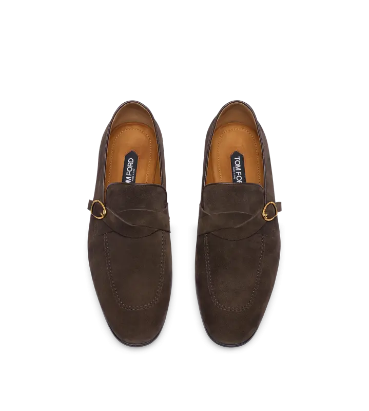SUEDE GIGI TWISTED BAND BUCKLE LOAFER COFFEE online