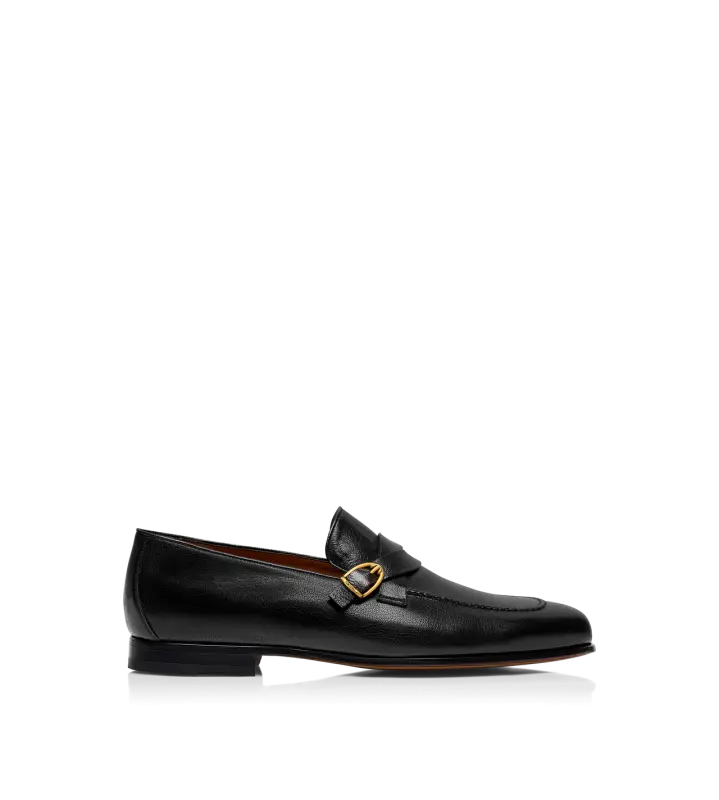 SUPPLE GRAIN LEATHER GIGI TWISTED BAND BUCKLE LOAFER BLACK online
