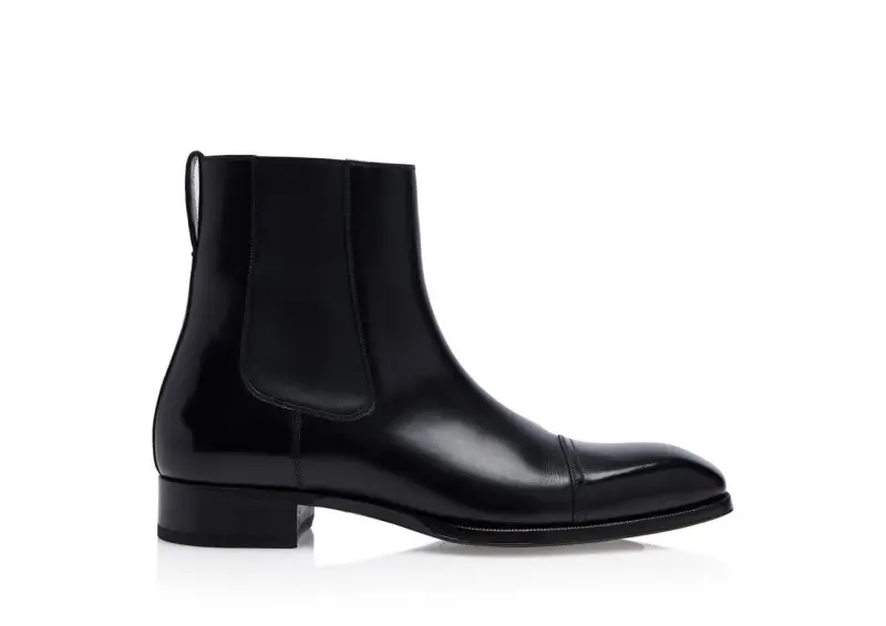 ELKAN LEATHER CHELSEA BOOTS BLACK online