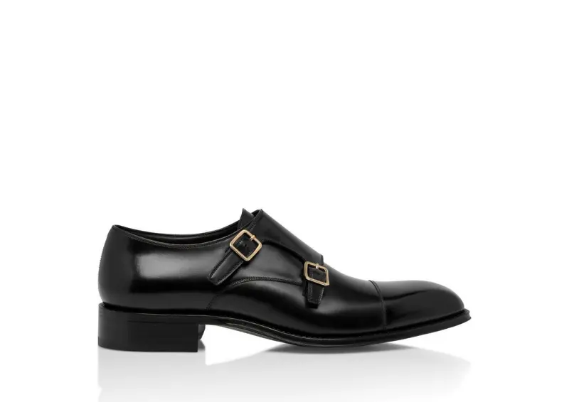 LEATHER CLAYDON MONK STRAP BLACK online