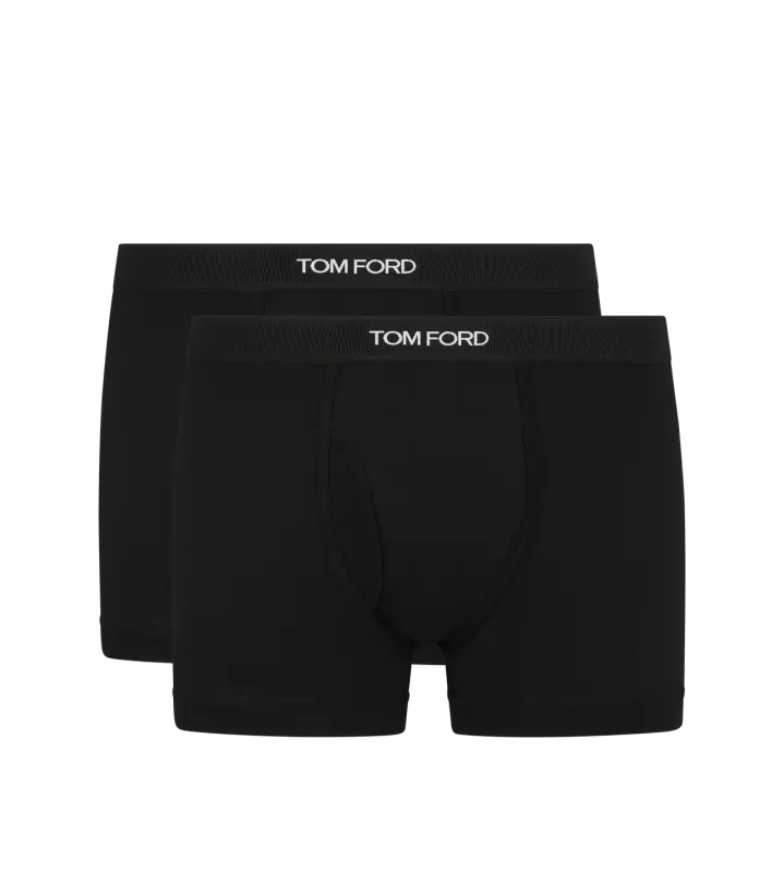 COTTON BOXER BRIEFS TWO PACK BLACK online
