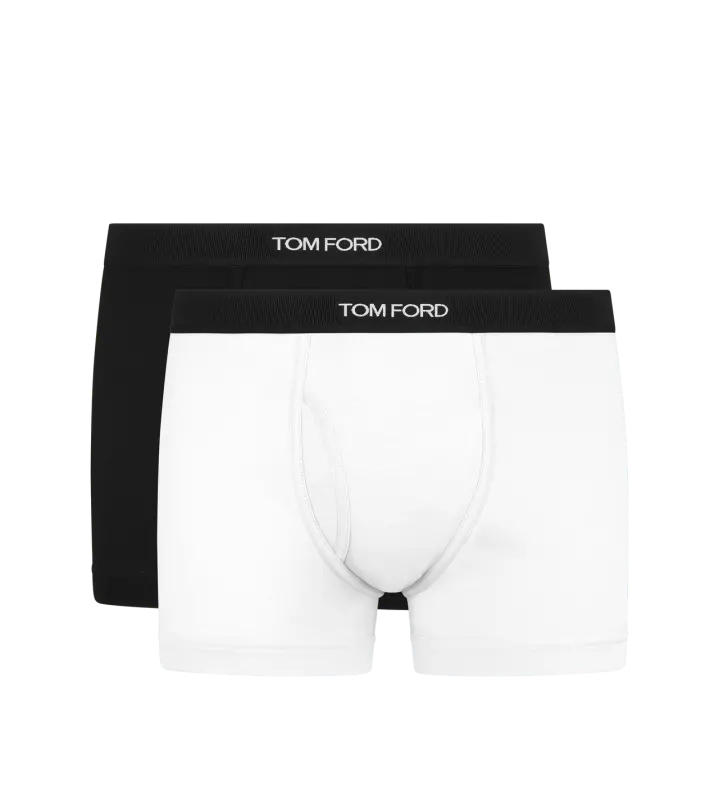 COTTON BOXER BRIEFS TWO PACK WHITE/BLACK online
