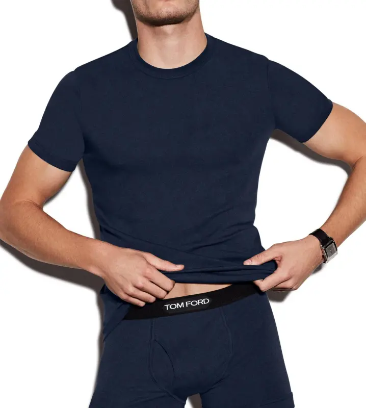 COTTON CREWNECK T-SHIRT NAVY online