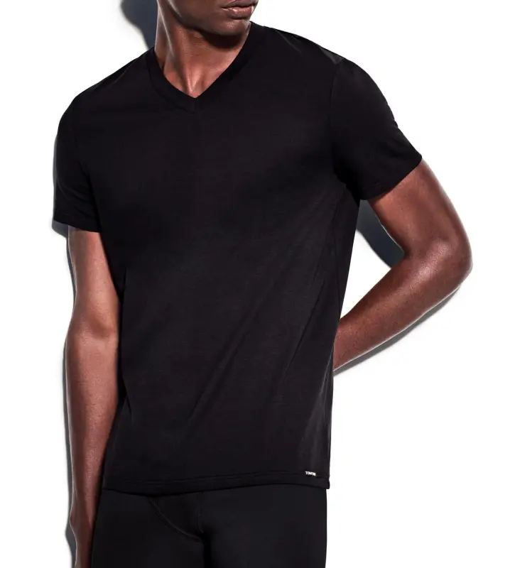 COTTON V-NECK T-SHIRT BLACK online