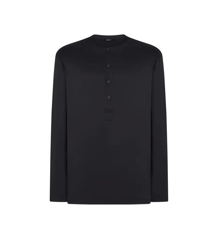 SILK PAJAMA HENLEY&nbsp; BLACK online