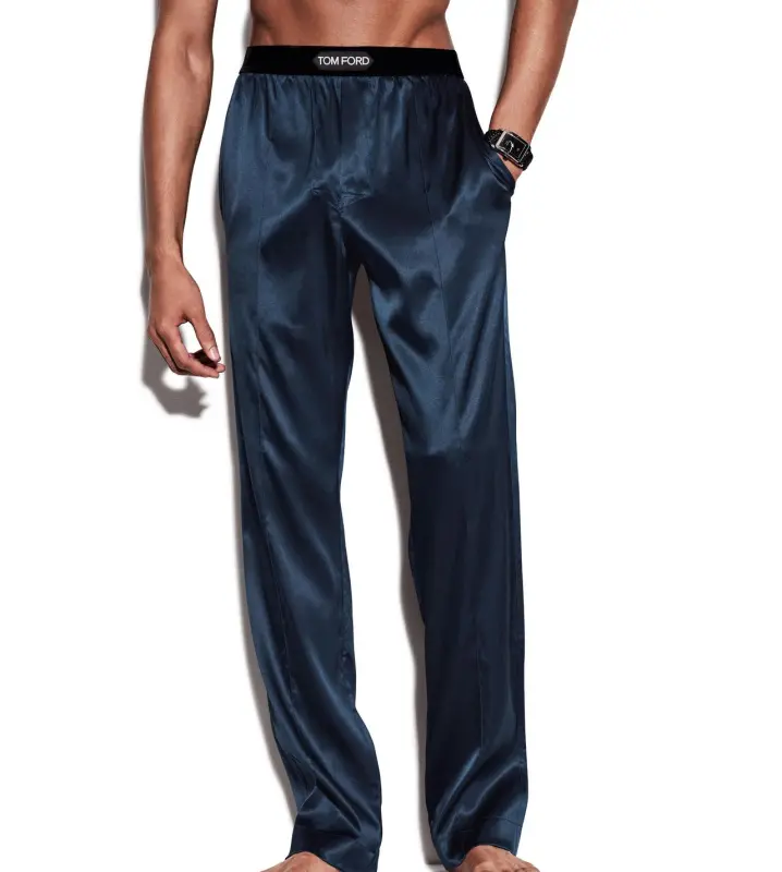 SILK PAJAMA PANTS DEEP OCEAN online