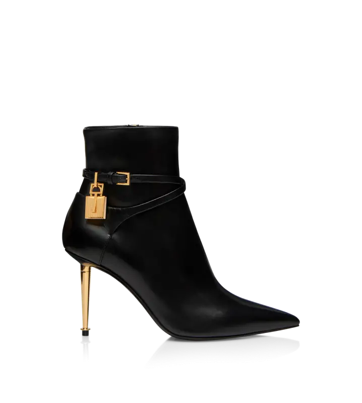 85MM LEATHER PADLOCK ANKLE BOOT BLACK online