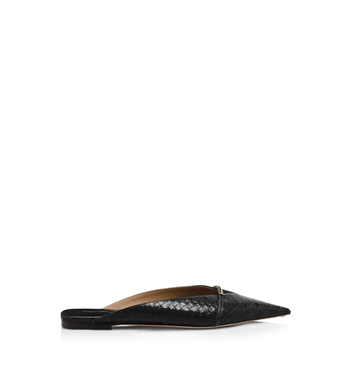 SEMI SHINY PRINTED PYTHON JULIANNE MULE BLACK online