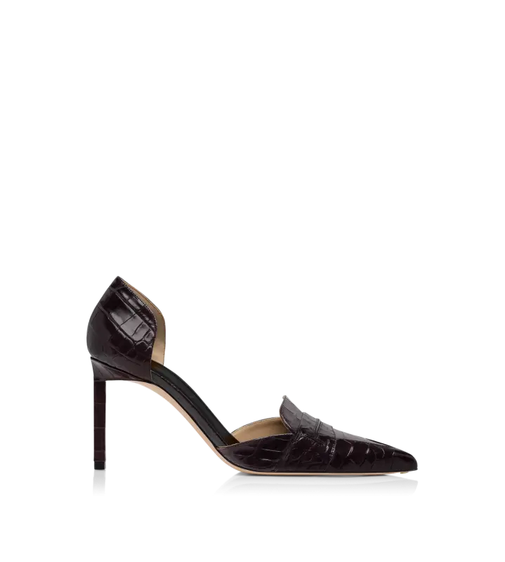 SHINY STAMPED CROCODILE LEATHER EVA D'ORSAY PUMP ESPRESSO online