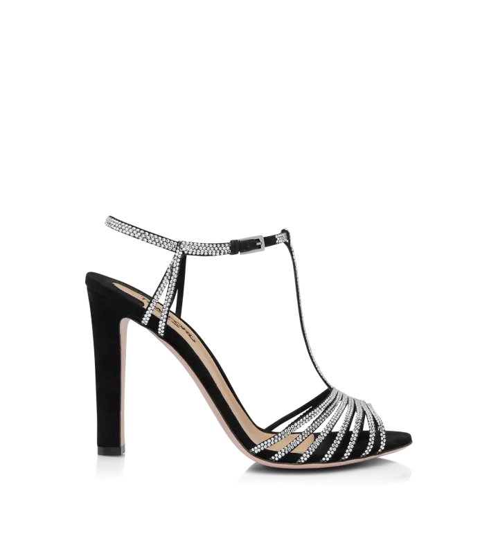 CRYSTAL-EMBELLISHED SUEDE LEATHER JERRY SANDAL BLACK + CRYSTAL online