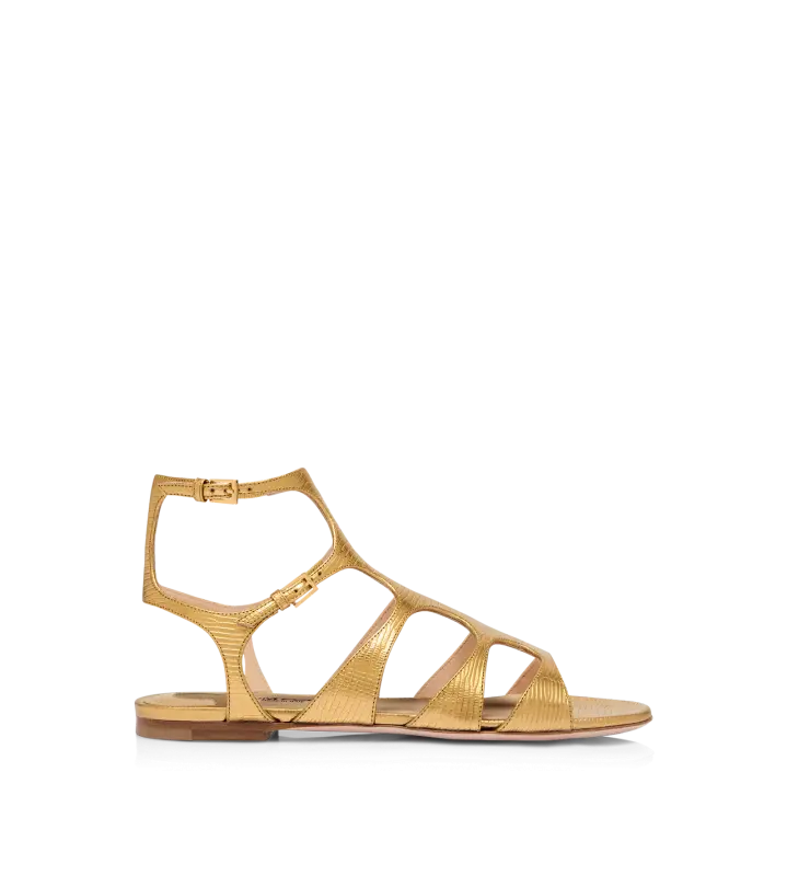 LAMINATED PRINTED LIZARD PARADIS SANDAL LIGHT BRONZE online