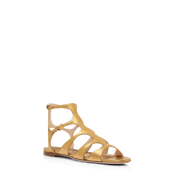 LAMINATED PRINTED LIZARD PARADIS SANDAL LIGHT BRONZE online