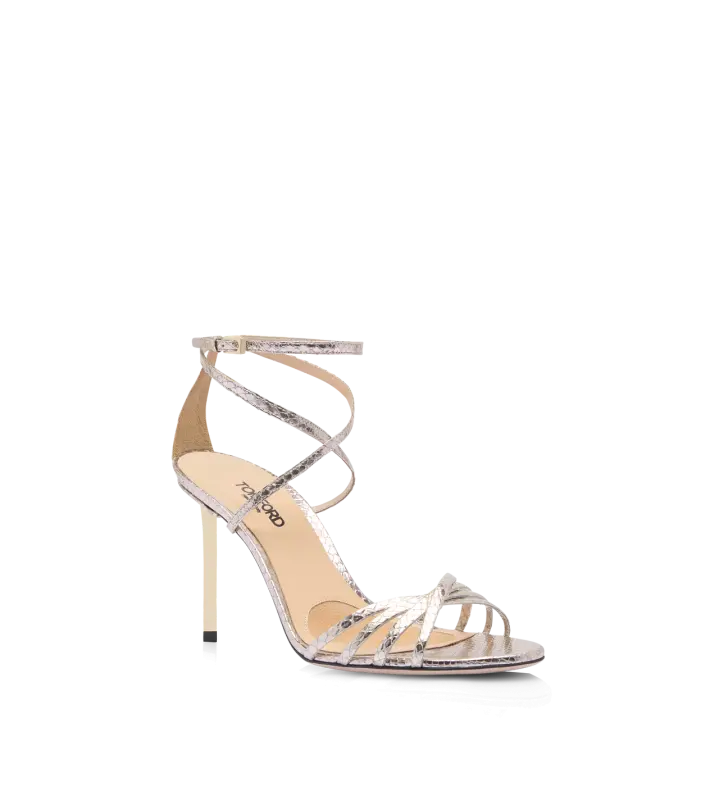 LAMINATED STAMPED PYTHON IDA SANDAL CHAMPAGNE online