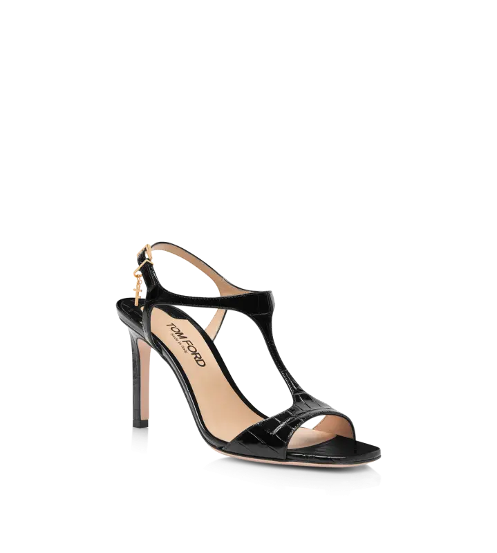 STAMPED CROCODILE LEATHER ANGELINA SANDAL BLACK online