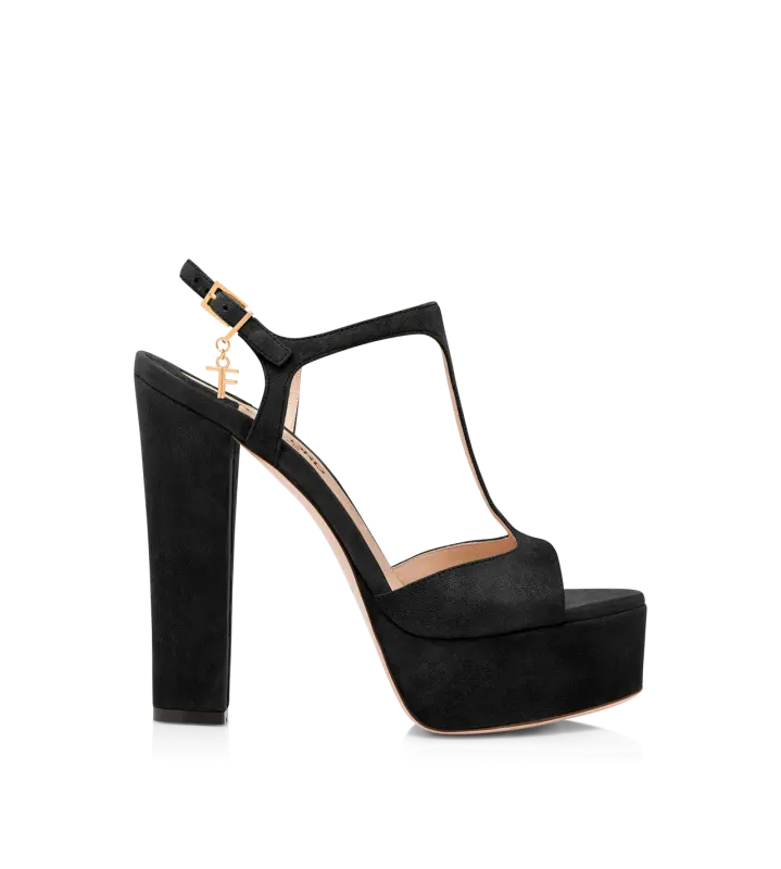 SUEDE LEATHER ANGELINA PLATFORM SANDAL BLACK online