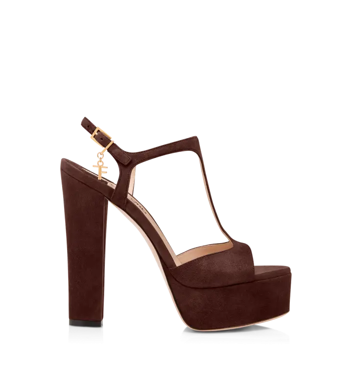SUEDE LEATHER ANGELINA PLATFORM SANDAL DARK WHISKY online