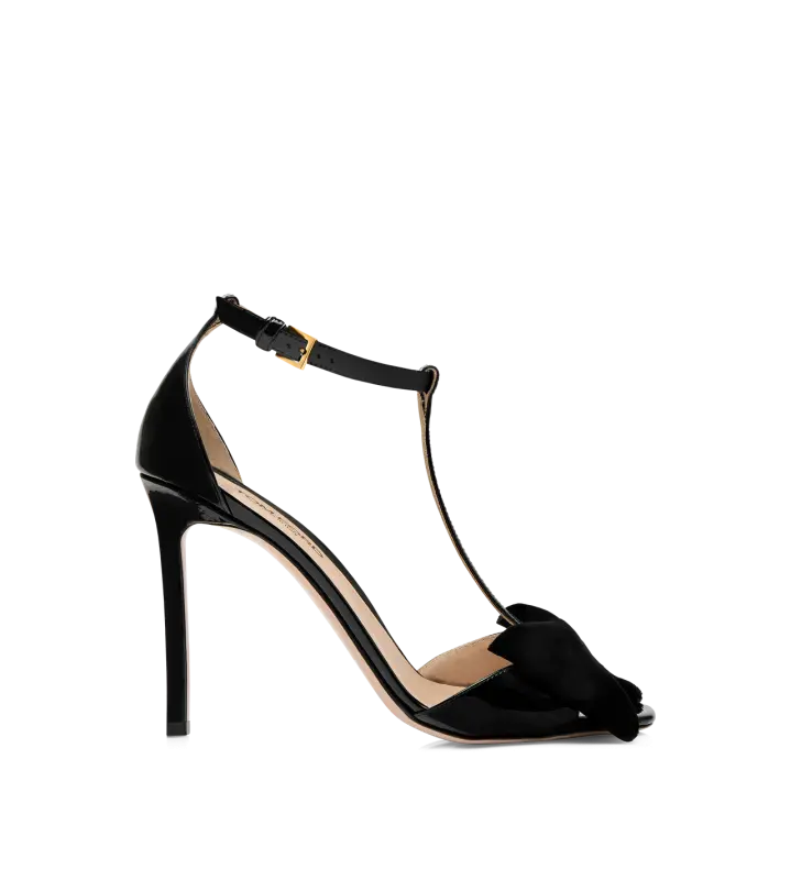 PATENT LEATHER AND VELVET BRIGITTE SANDAL BLACK online