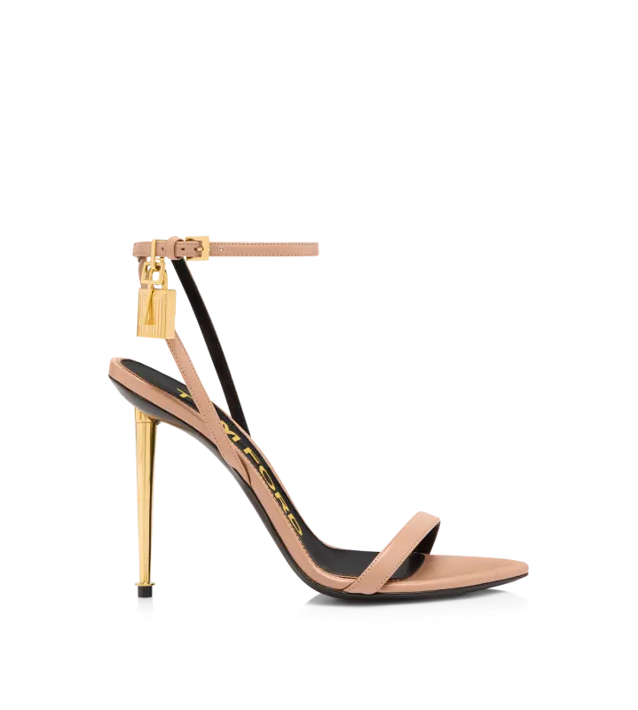 SHINY LEATHER PADLOCK POINTY NAKED SANDAL FLESH online